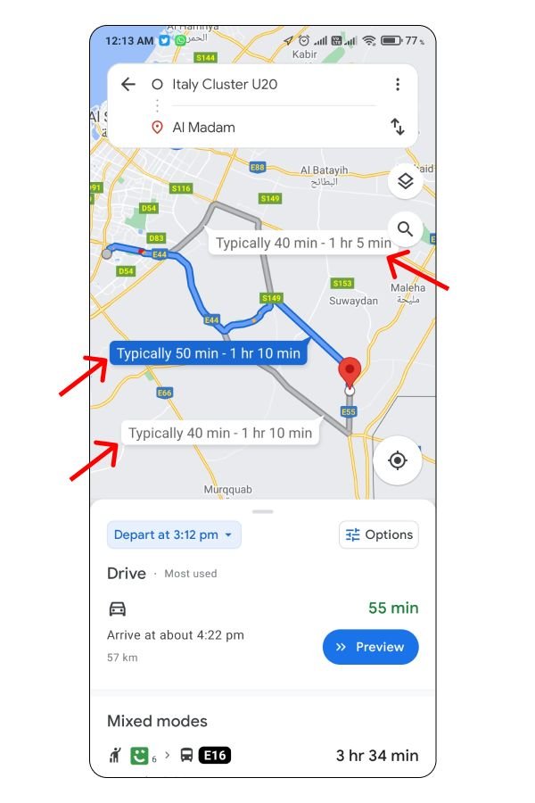 alternate routes on google maps