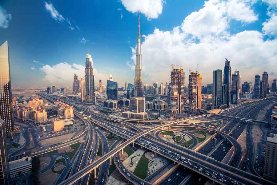Dubai city roads and cars