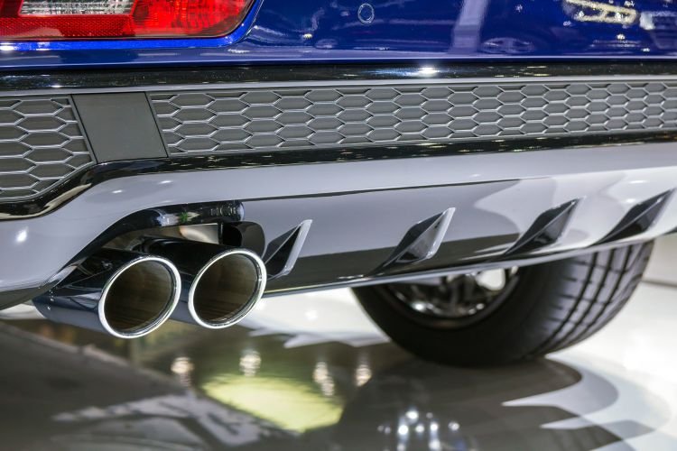 double-chrome-exhaust-pipe-powerful-sport-car-with-grey-plastic