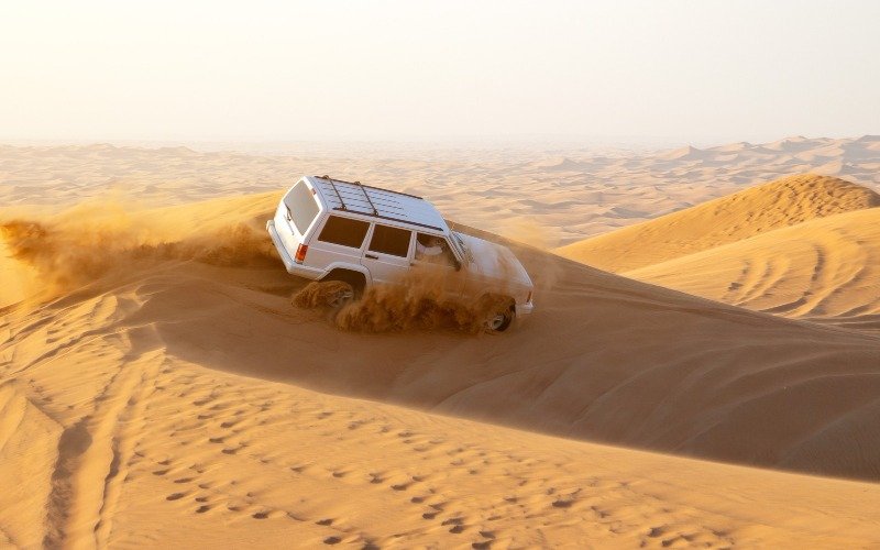 car stuck in desert